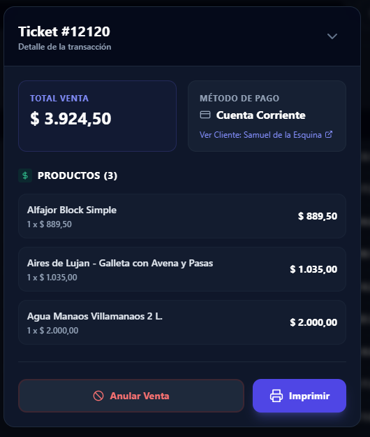Ticket de Cuenta Corriente