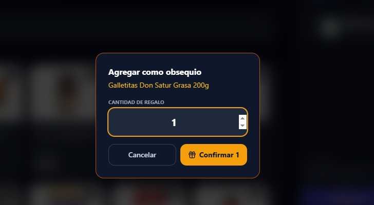 Ventana para ingresar la cantidad de regalo