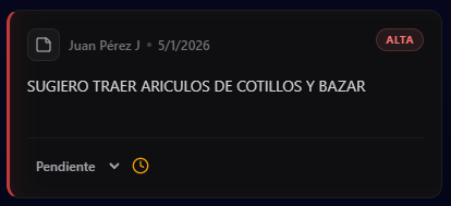 Creación de Nota Rápida