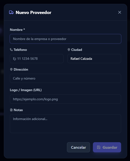 Cargando un Nuevo Proveedor