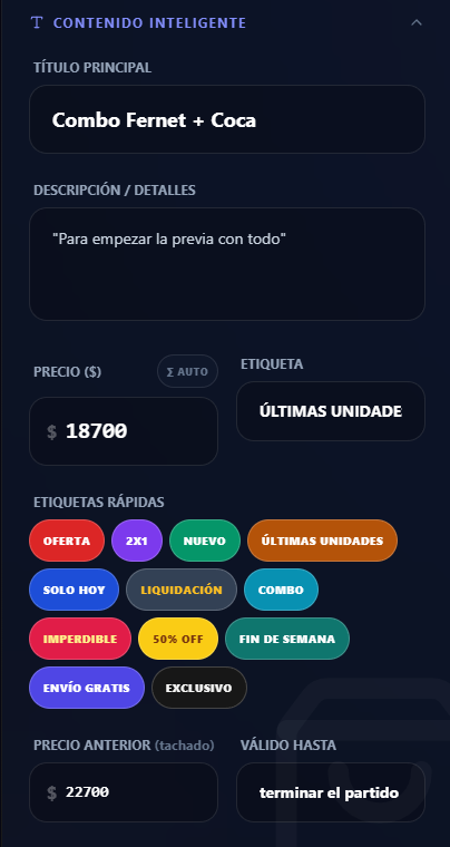 Panel de Contenido Inteligente
