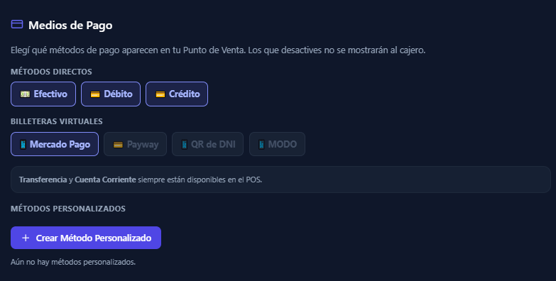 Configuración de Medios de Pago