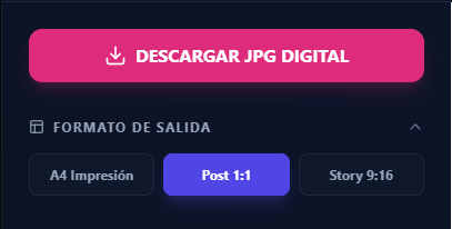 Formato Post 1:1 y Descargar JPG Digital
